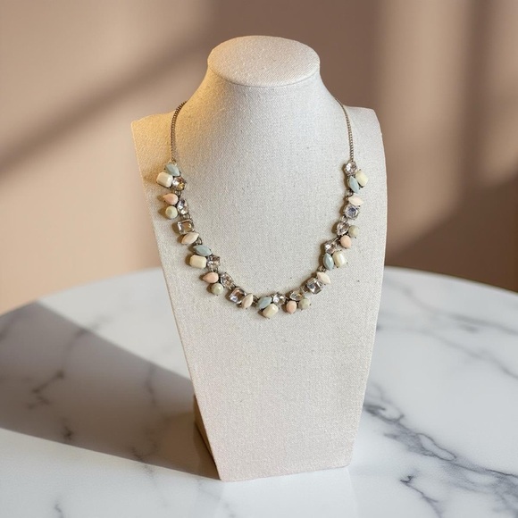 J. Crew Pastel Brulee Mixed Crystal Stone Petal Cluster Necklace - Picture 12 of 12